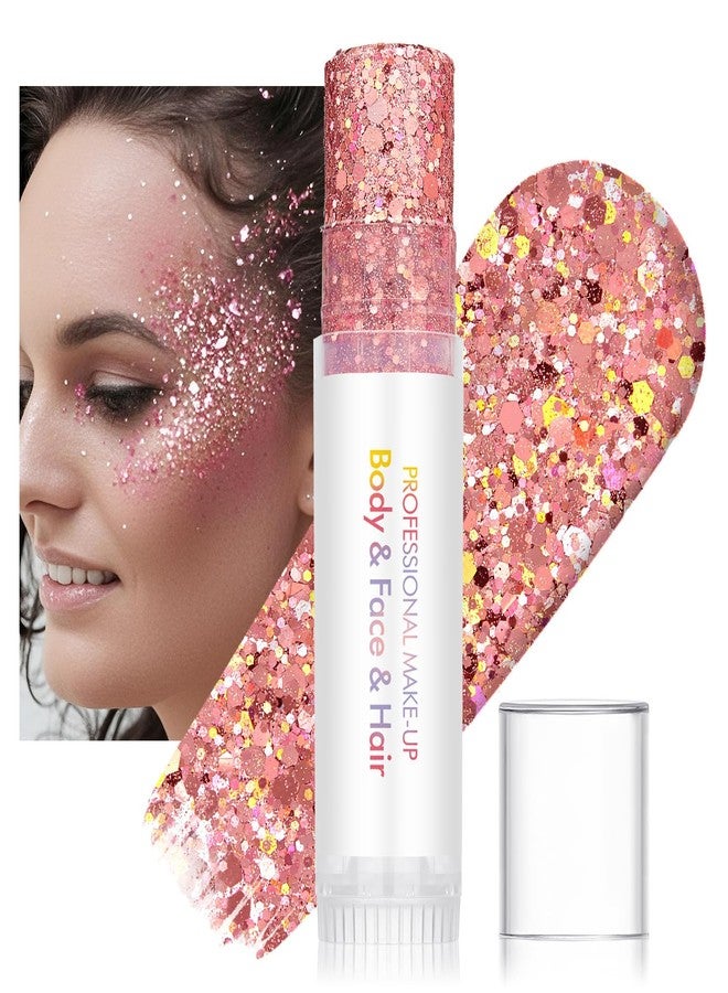 GL-Turelifes Face and Body Glitter Gel Stick, Face Glitter Make-up for Women Kids, Sparkling Sequins Nair Hair Glitter Gel, Singer Concerts Festival Halloween Rave Accessories (#G04 Pink) - Image 2